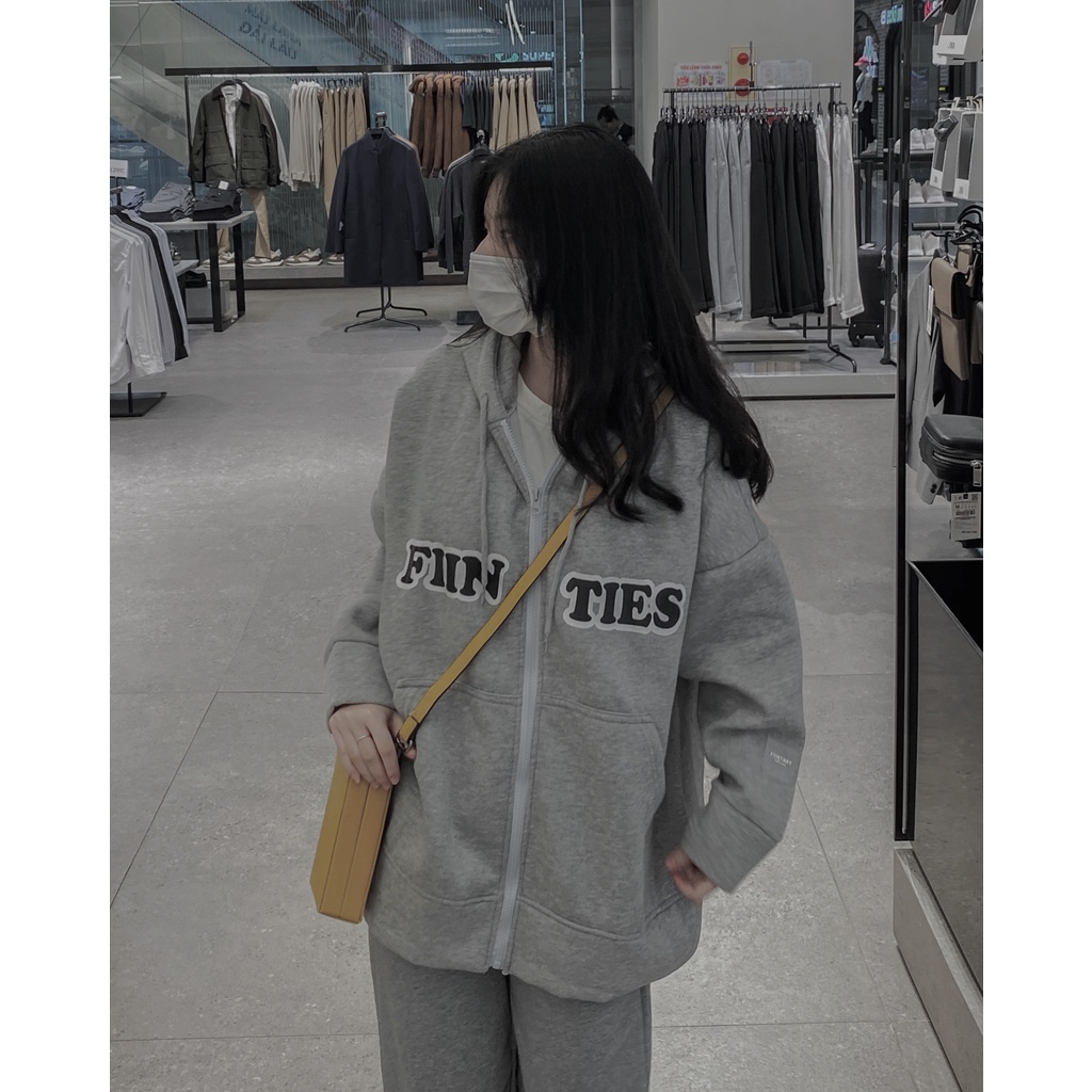 Áo khoác nỉ Hoodie Fiinties xám form rộng ulzzang - Made by Fiin