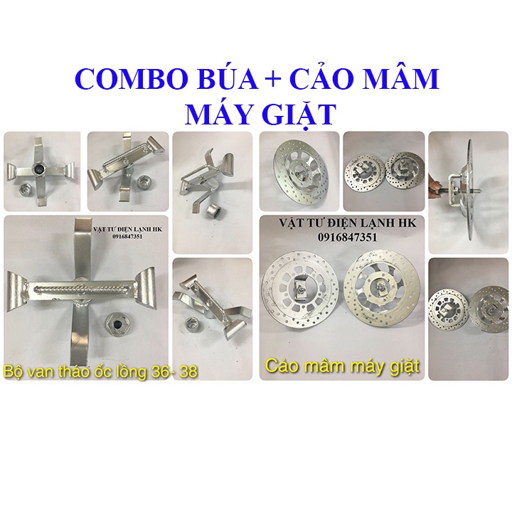 Combo 1 búa tháo tán ốc lồng máy giặt 36 &amp; 38mm + 1 đĩa cảo mâm xoáy máy giặt