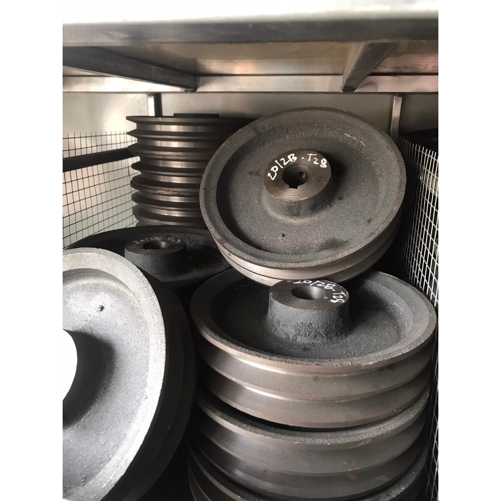 BuLy Gang 200mm 2 Rãnh B lỗ trục 24 - 28 Bánh Xe Cao Su BL200/2B