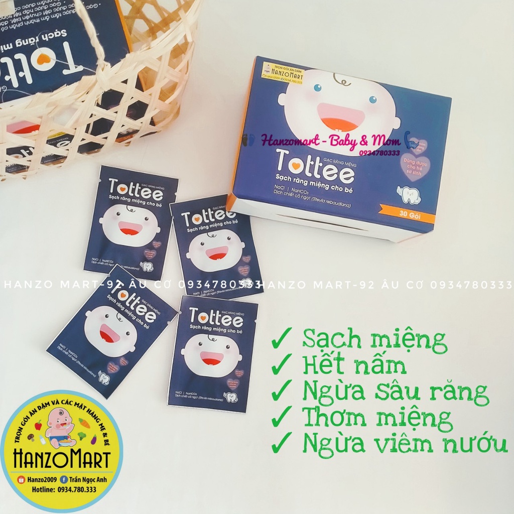Gạc rơ lưỡi Tottee làm sạch và ngăn ngừa các vấn đề răng miệng cho bé