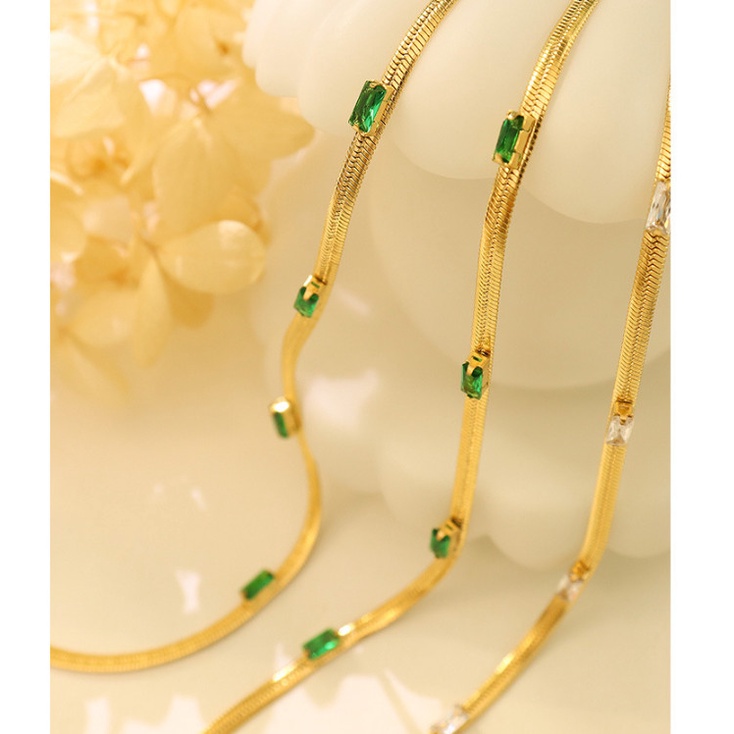 Dây Chuyền Hoặc Lắc Tay Bộ Trang Sức Mì Đính Đá Nhân Tạo Titan Ko Đen TT 4216