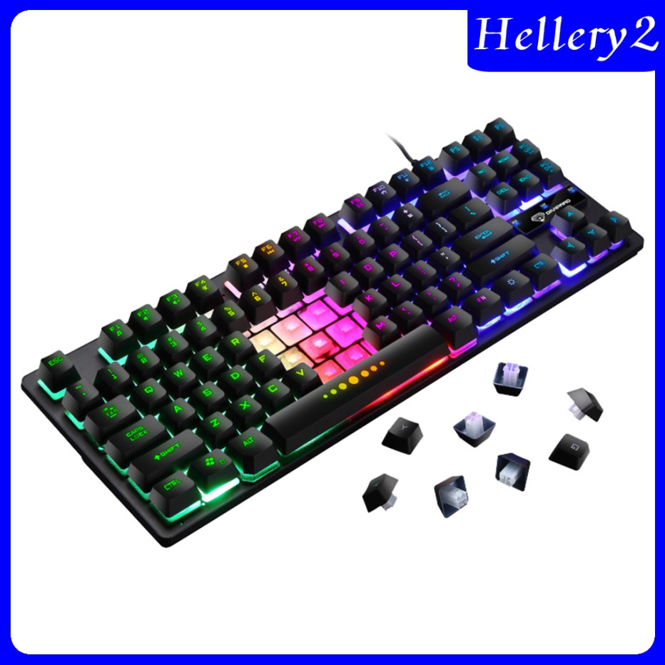 Wired 87 Keys Mechanical Gaming Keyboard RGB Rainbow Backlit for PC Gamers