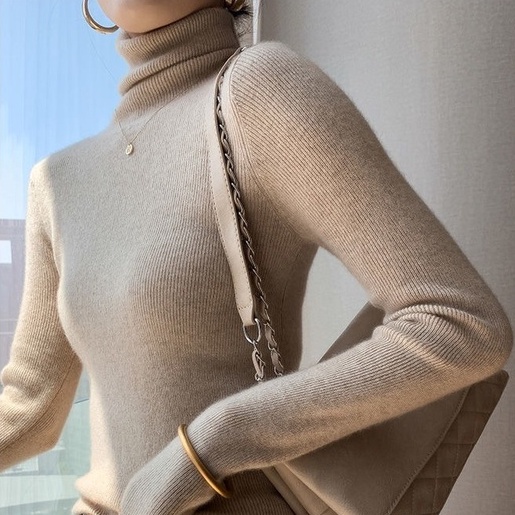 【ZHELIHANGFEI】Áo Sweater Tay Dài Cổ Lọ Thời Trang Xinh Xắn Cho Nữ