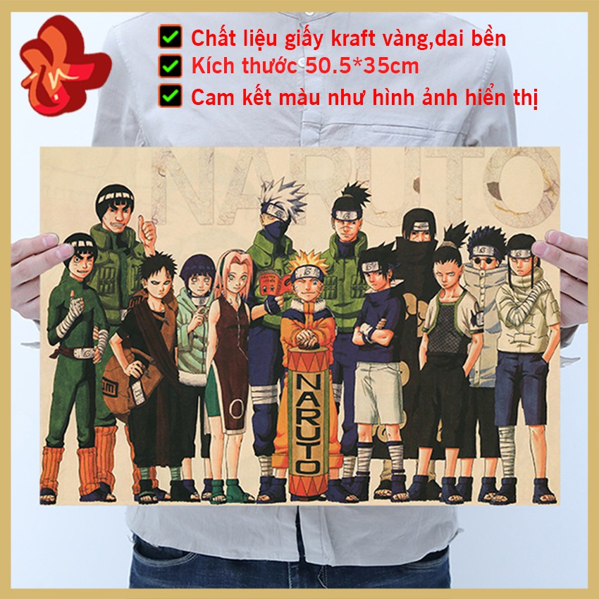 [B011] Tranh poster vẽ treo trang trí in hình nhận vật hoạt hình Naruto ( Bộ bạn narruto)