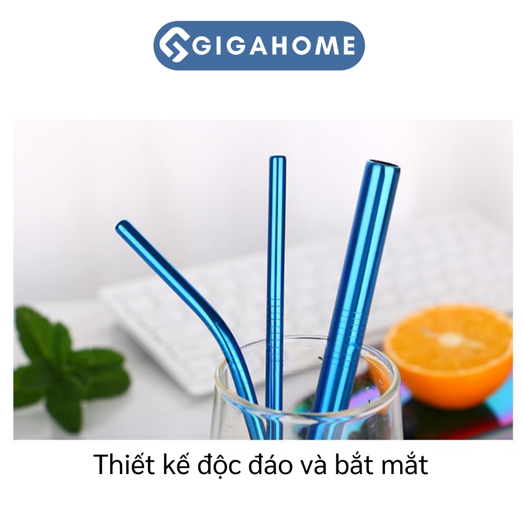 Bộ 5 Món Ống Hút Kim Loại Đủ Size Kèm Cọ Rửa Và Hộp Đựng Tiện Lợi GIGAHOME 7828