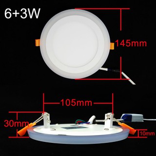 Đèn led âm trần siêu  mỏng viền đổi màu (6W+3 - Φ100)