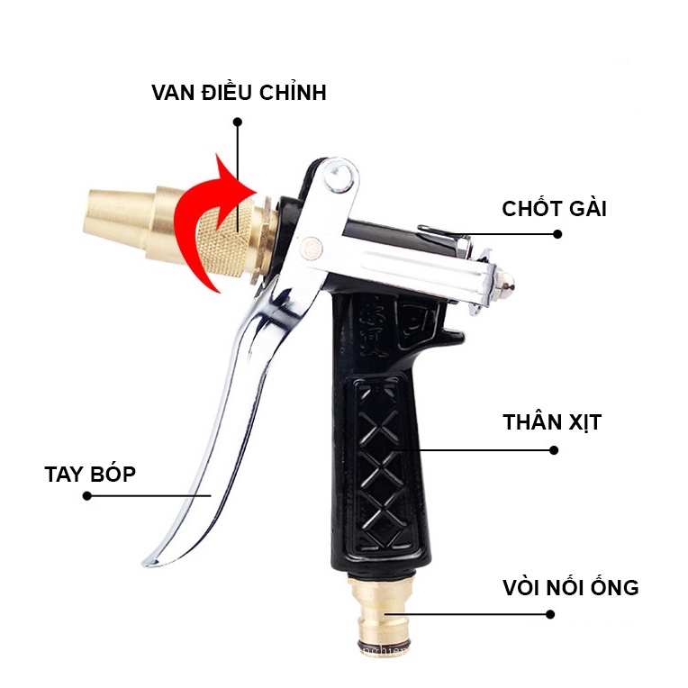 Súng xịt rửa xe nước áp lực cao cho xe máy, oto...