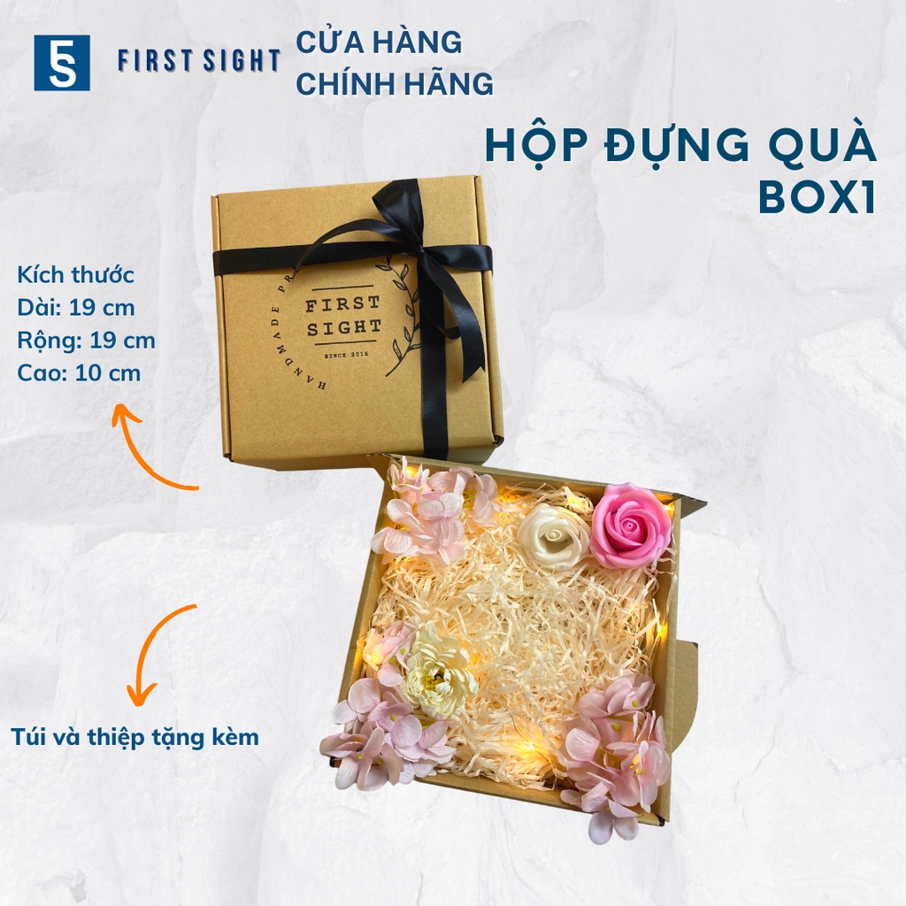 Hộp đựng quà Nến thơm hộp cotton cao cấp First Sight kèm phụ kiện