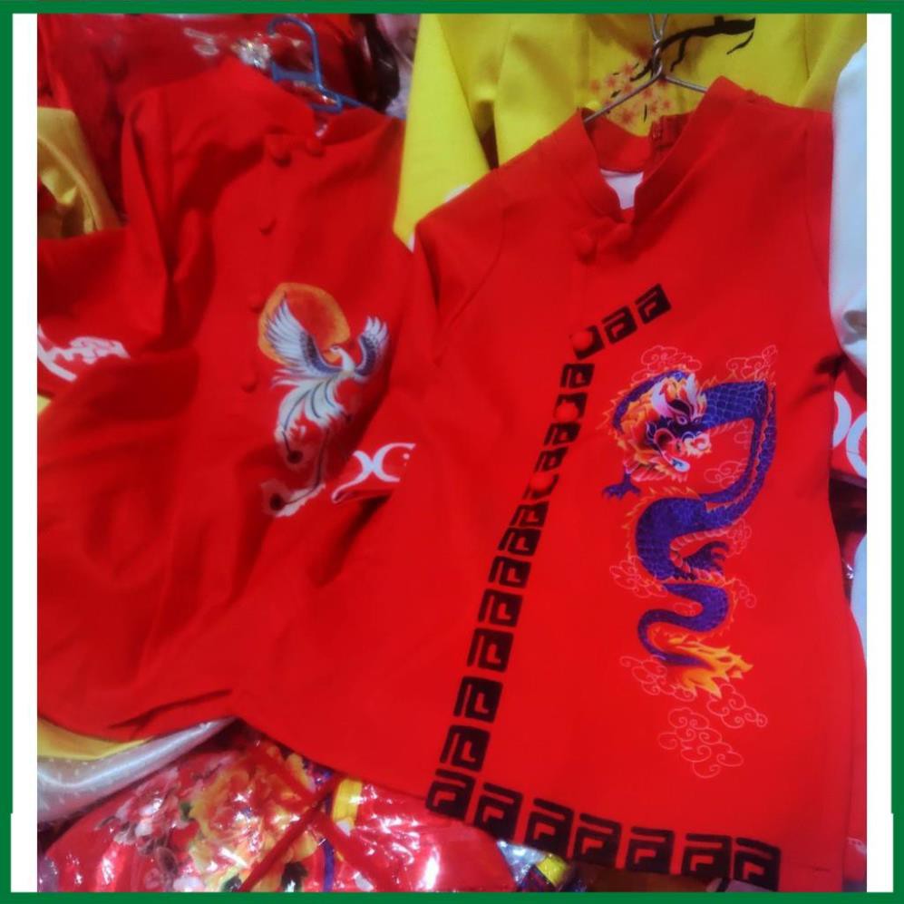 ÁO DÀI CÁCH TÂN TRẺ EM IN HỌA TIẾT PHƯỢNG, RỒNG MẪU ĐẸP, ÁO BÉ TRAI ADTEINHTR-Đỏ 3