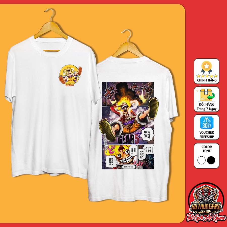 Áo thun One Piece Luffy Gear 5 Nika Thức Tỉnh Trái Ác Quỷ Zoan Thần Thoại, áo phông One Piece Luffy T17 / Thegioiaogame