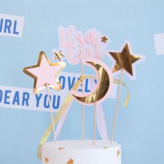 Que cắm Trăng sao chữ It's a girl hồng