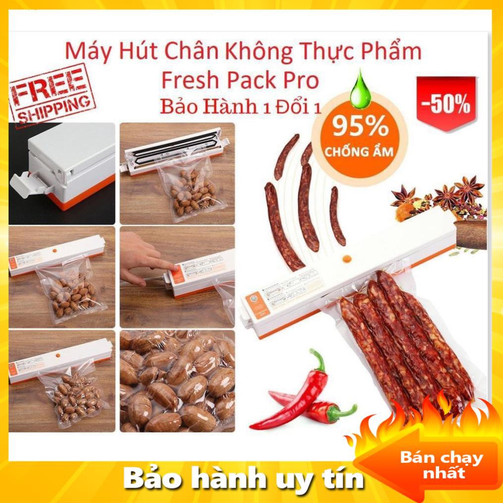 Máy Hút Chân Không Giá Tốt - Máy Hút Chân Không Thực Phẩm Fresh Pack Pro ( Tặng 15 Túi Hút Chuyên Dụng ), Hàng Chuẩn + C