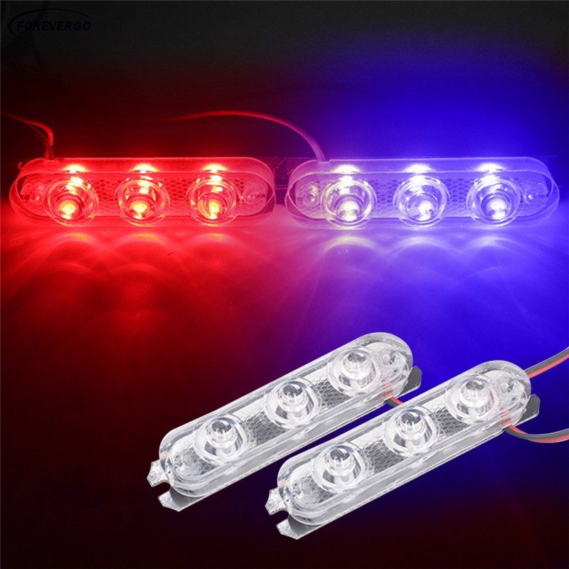 Set 2 Đèn Led Cảnh Sát 3 Bóng Cho Xe Hơi / Xe Máy