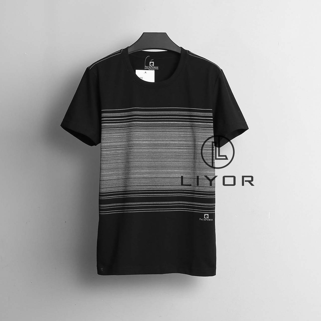 Áo thun nam (DEALSHOCK) cổ tròn cao cấp sọc đơn giản in logo thời trang Liyor - ACT4035