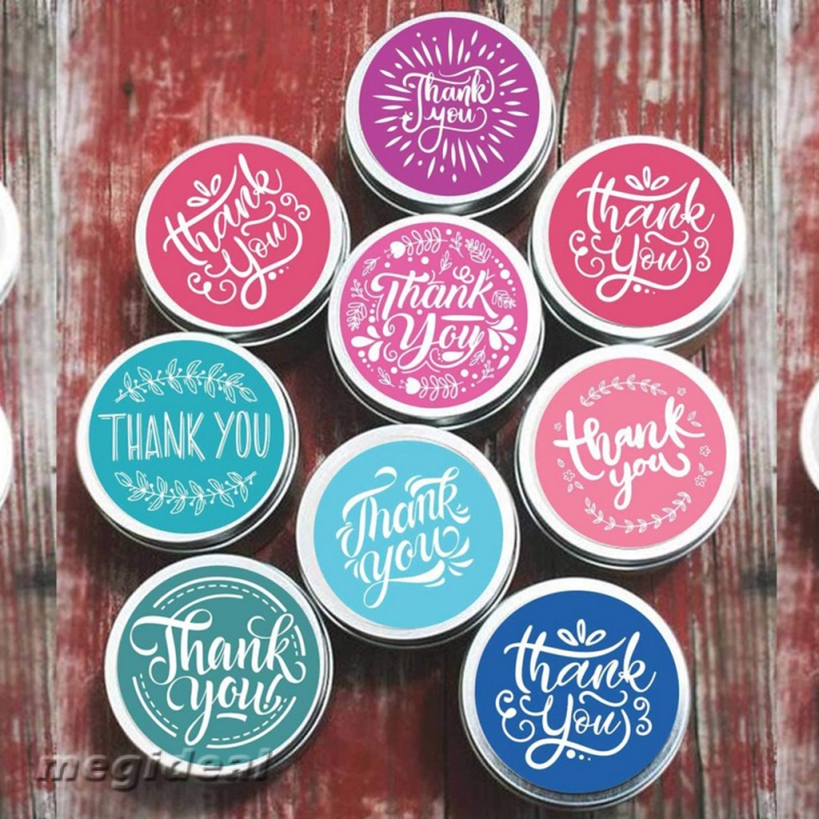 [MEGIDEAL] 1 Roll Thank You Packaging Stickers Round Floral Labels DIY Craft 1 inch