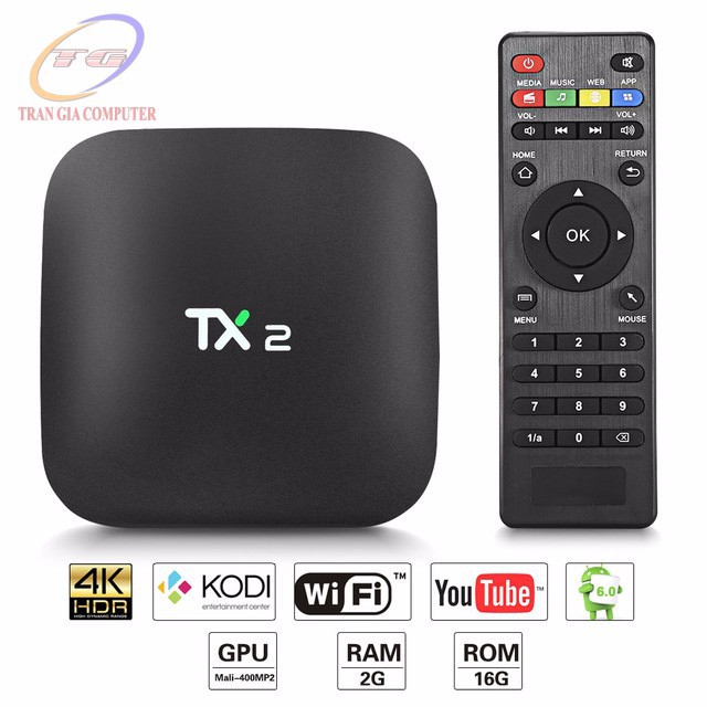 [Mã 229ELSALE hoàn 7% đơn 300K] Đầu Android Tivi Box Tanix TX2-R2 - Ram 2G Android 6.0