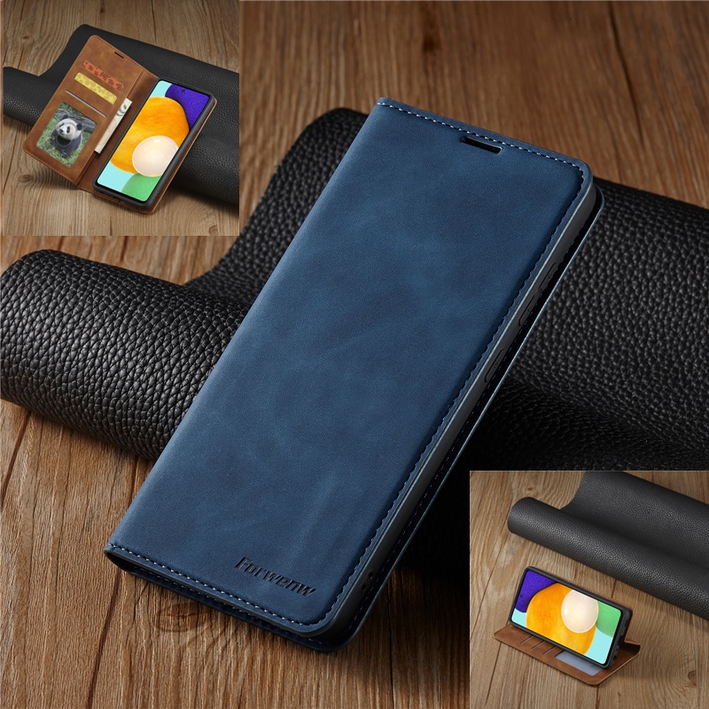 Galaxy A73 A53 A33 A13⭐Ốp Lưng Điện Thoại Kiểu Ví Da Lật Cho Iphone⭐Ốp Điện Thoại Thời Trang Cho⭐Forwenw Leather Flip Bracket Wallet Phone Cover Case⭐Samsung A22 A03s A82 A02s A02 M02 A01