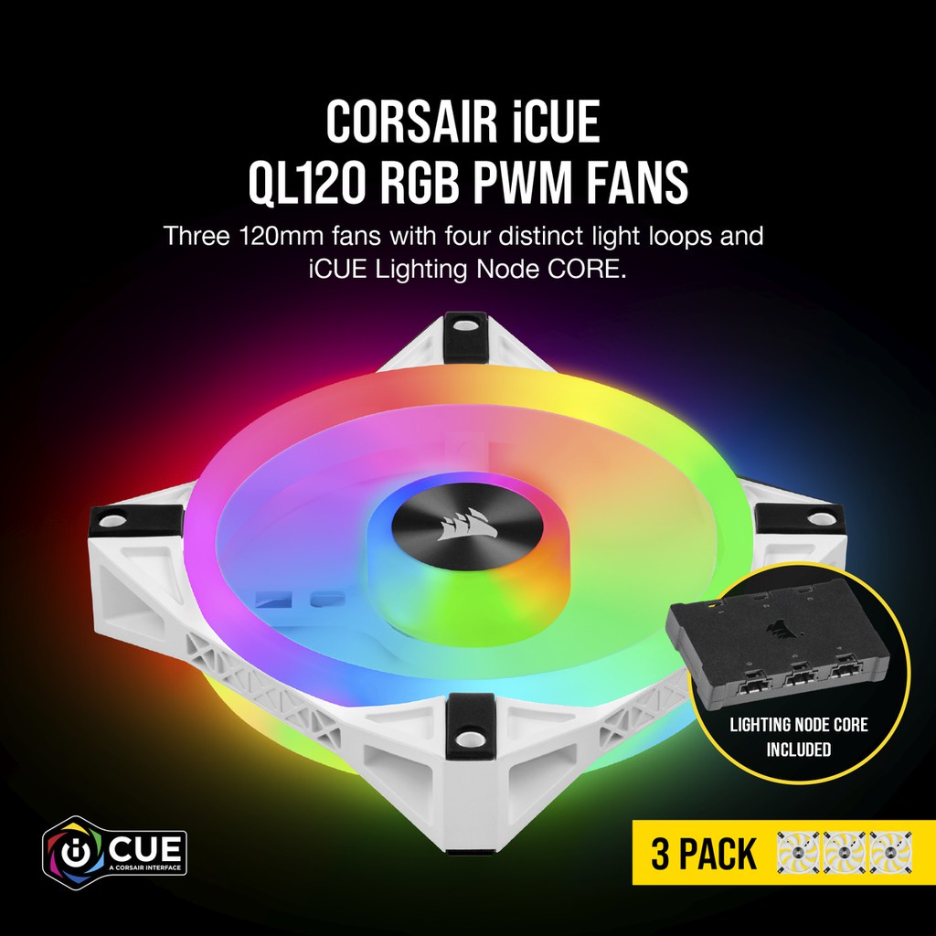 Fan case Corsair LL120/QL120 RGB 120mm RGB LED PWM Fan (Pack 3)