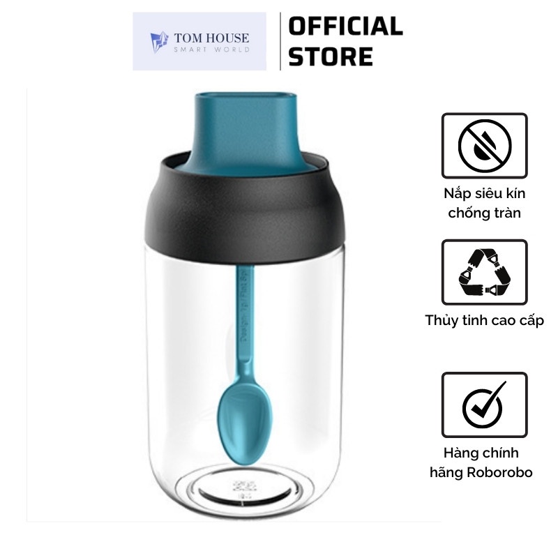 [Chính hãng] Hũ Bình Đựng Gia Vị Roborobo Thủy Tinh Loại Cao Kèm Muỗng Cao Cấp Smart Home 1904