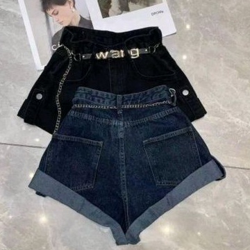 Quần sooc jeans gấp gấu đai Wang hàng QCL1