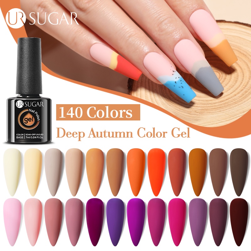 Lọ sơn móng tay gel UV UR SUGAR màu hồng / xanh dương / tím lấp lánh 7ml