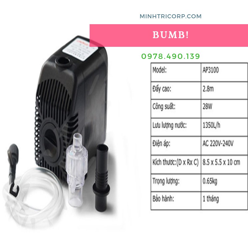 Máy Bơm Lifetech AP 3100 - Sử dụng cho thủy canh, nông nghiệp và hồ cá - bơm cao trên 2m