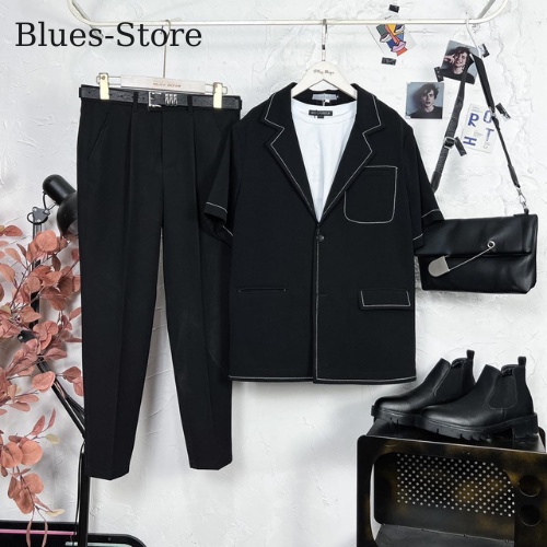 Set bộ blazer đen ngắn tay viền chỉ trắng phong cách hàn quốc dành cho - ảnh sản phẩm 5