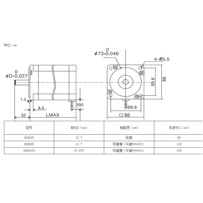 Động cơ bước size 86 chính hãng  Leadshine 86HS35 / 86HS45 / 86HS85 / 86HS120