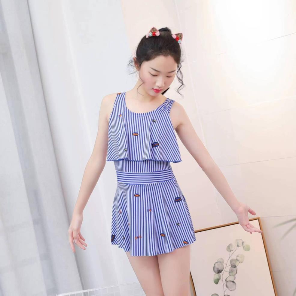 (SỈ=LẺ) BỘ ĐỒ BƠI LIỀN THÂN BÉ GÁI SIZE ĐẠI VÁY TRÙM KÍN ĐÁO, CO GIÃN THOẢI MÁI