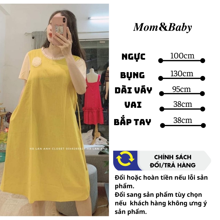 Váy bầu thời trang thiết kế M282 chất đũi xước freesize từ 45 đến 70kg