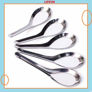 Combo 5 muỗng inox thìa phở muỗng ăn cơm loại dày cán dài thìa inox hoa sen