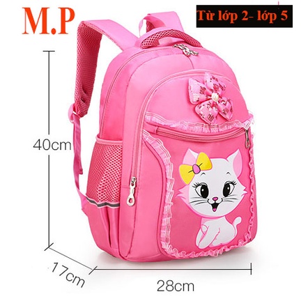 [ Mèo kitty -2 size] Balo đi học mầu hồng mèo hello kitty đáng yêu dành cho bé gái cấp 1, cấp 2 tiểu học