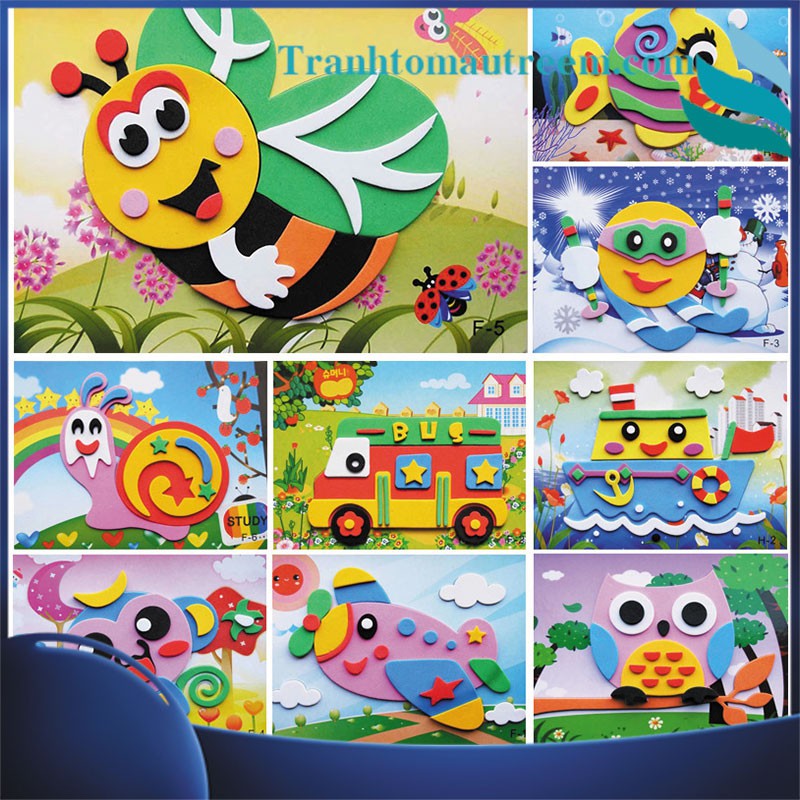 Tranh Xé Dán Giấy Xốp Cho Bé Size Lớn