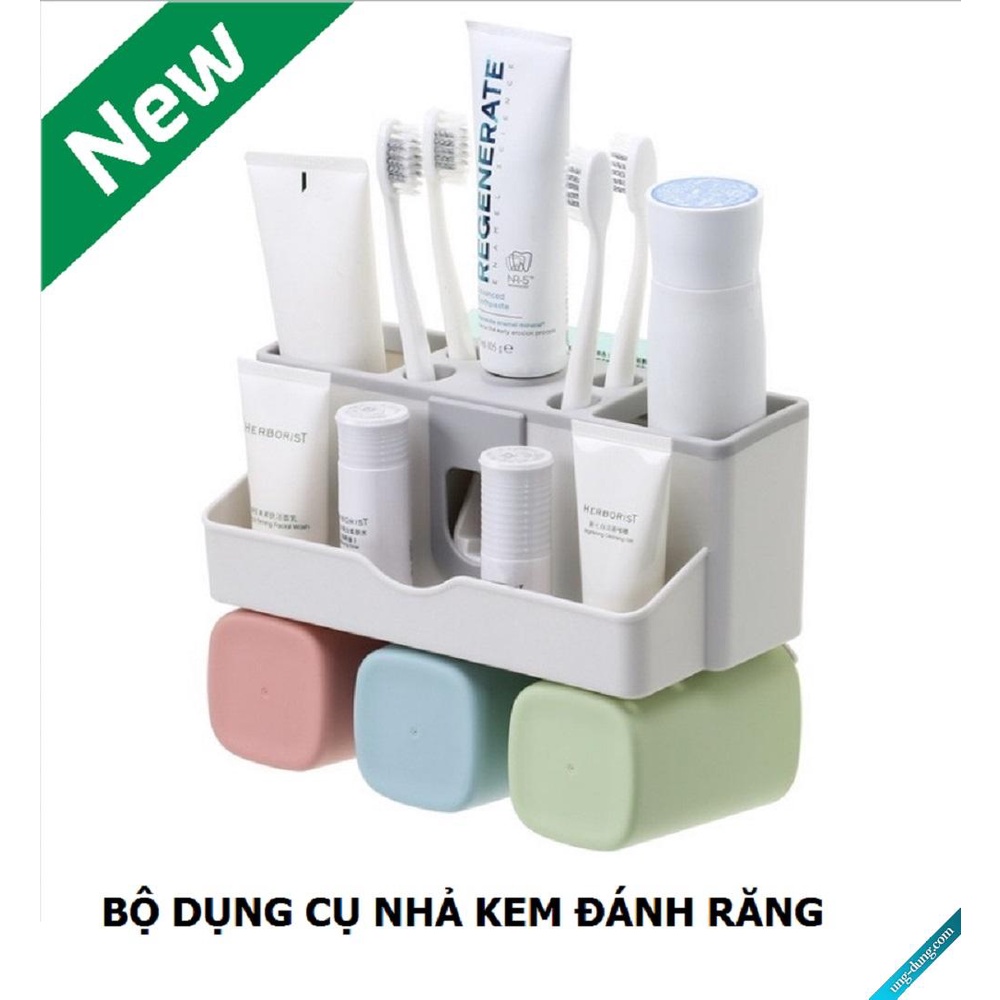 Dụng cụ đựng bàn chải đánh răng, Máy lấy kem đánh răng, Bộ Nhả Kem Đánh Răng 3 Cốc Chất Liệu Sinh Học Lúa Mạch An Toàn