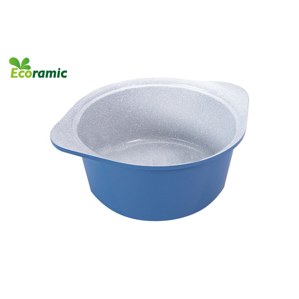 Combo 3 món,dùng được bếp từ (nồi đúc ceramic đế từ size 20-24cm, chảo vân đá size 28cm màu xanh