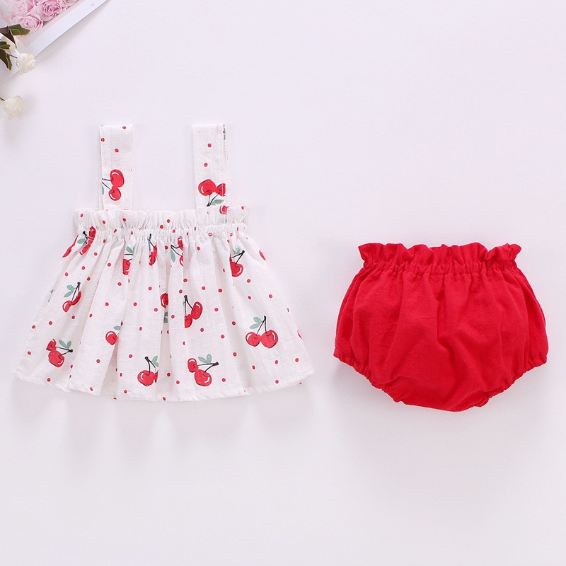 Sẵn sàng trong kho Bộ Áo Thun Không Tay + Quần Short Bằng Cotton Thời Trang Mùa Hè Dành Cho Bé Gái