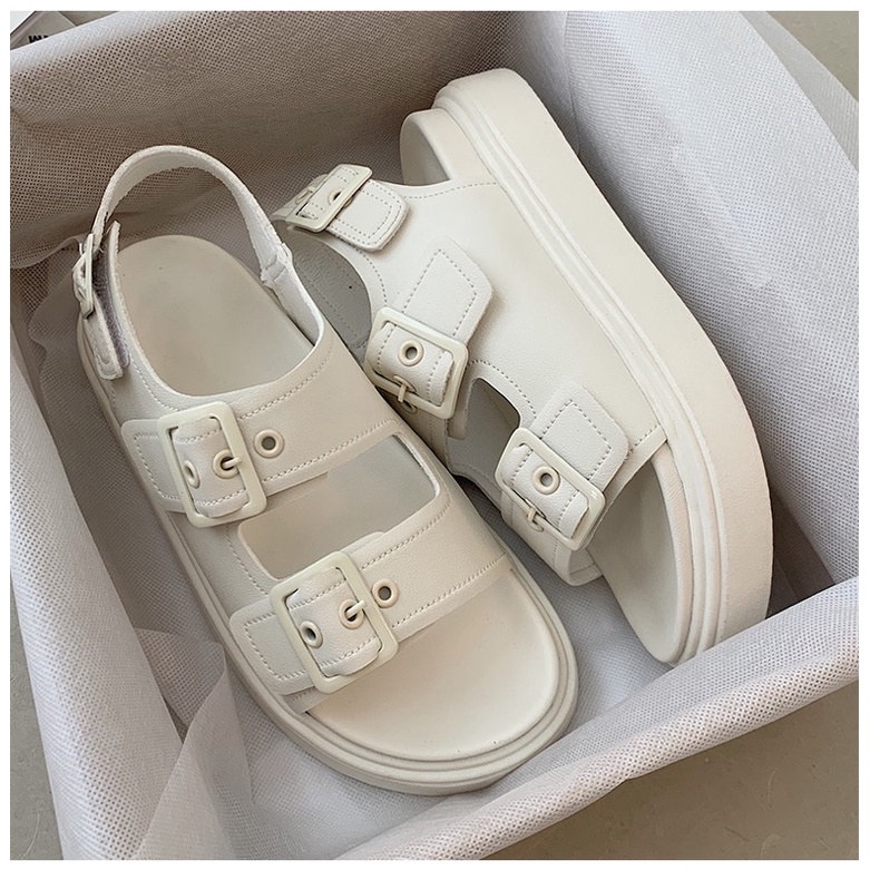 Sandal quai ngang kiểu khuya vuông cài Ulzzang dành cho nam/nữ (kèm hình thật