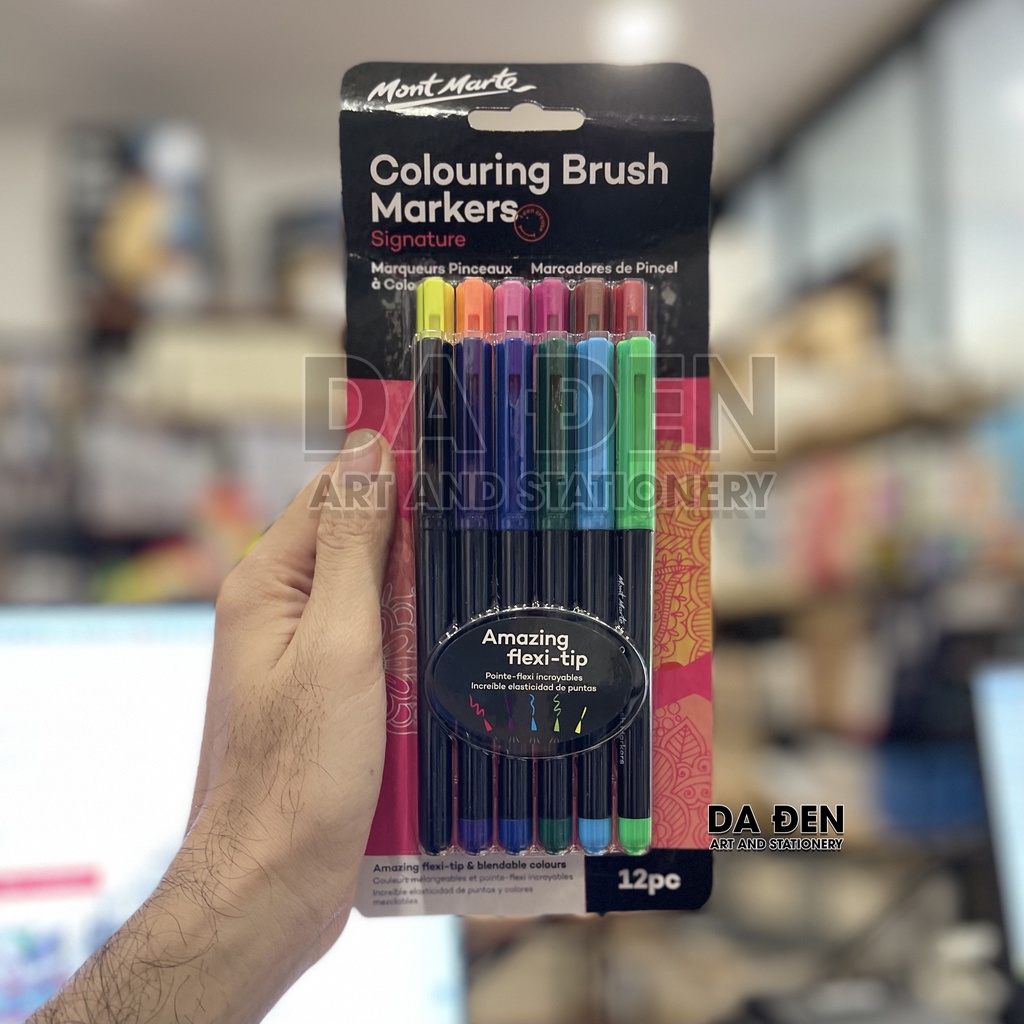 [DA ĐEN] Bộ Bút Cọ Coloring Brush Pen 12 Màu Mont Marte
