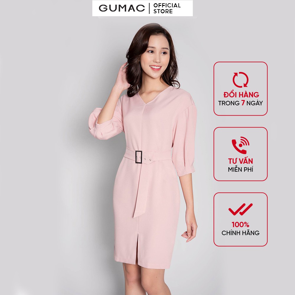 [Mã MABR07062 giảm 8% tối đa 50K đơn từ 249K] Đầm xẻ trước dây đai GUMAC DB3222