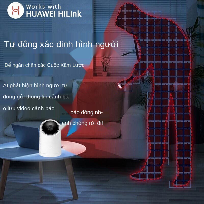 ✱▤♟Giám sát lựa chọn thông minh Huawei Máy ảnh toàn cảnh AI 1080P PTZ 360 độ Camera quan ban đêm tại nhà HD