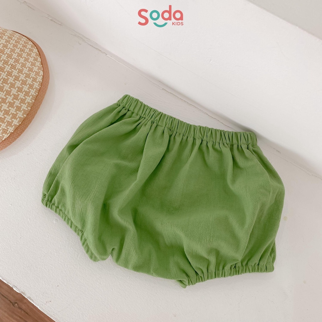 Bộ quần áo bé gái Pumpkin SODA KIDS phong cách croptop, lanh tự nhiên mềm, mát thấm hút mồ hôi
