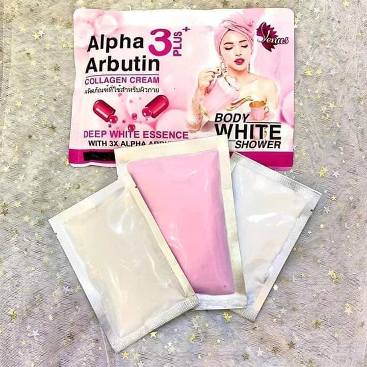 🎈 Set Ủ Dưỡng Trắng Da Toàn Thân 3in1 Alpha Arbutin 3 Plus Collagen Cream Body White Shower Thái Lan ❃