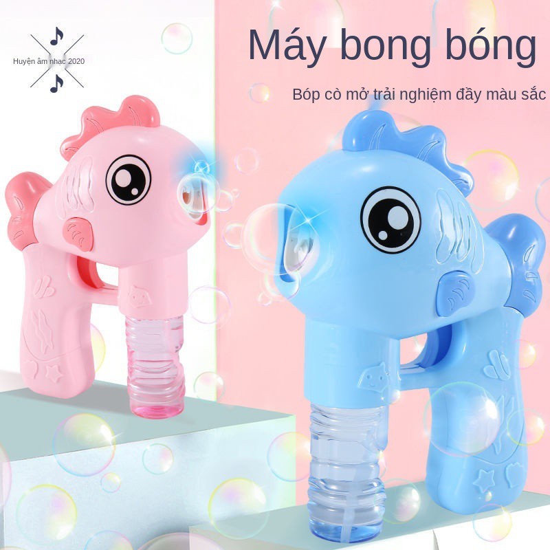 Máy tạo bong bóng trẻ em lưới điện chống nước nổi tiếng ảnh phát sáng tự động súng bắn đồ chơi bổ sung cho bé tra