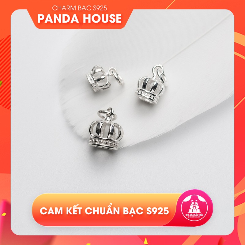 Charm bạc s925 hình vương miện size 5x9mm (charm treo) bạc thái - Panda House
