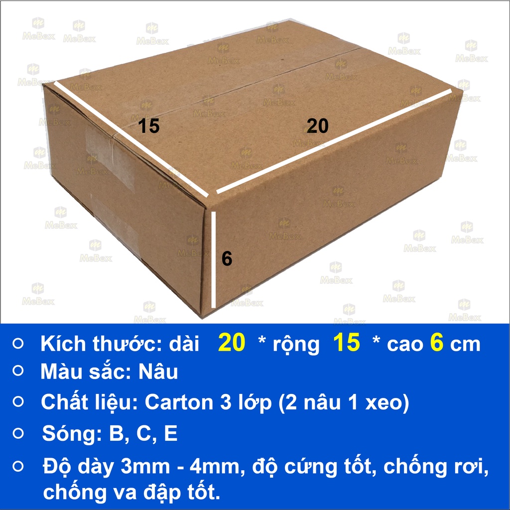 hộp giấy carton 20x15x6 bộ 50 đóng gói hàng hóa