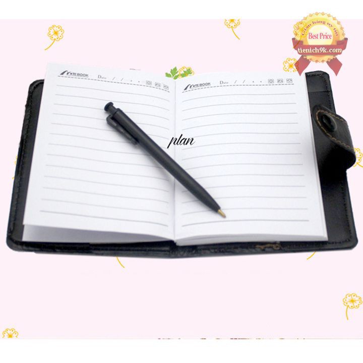 Sổ tay bìa da kèm bút bi | Sổ ghi chú notebook Da PU cao cấp