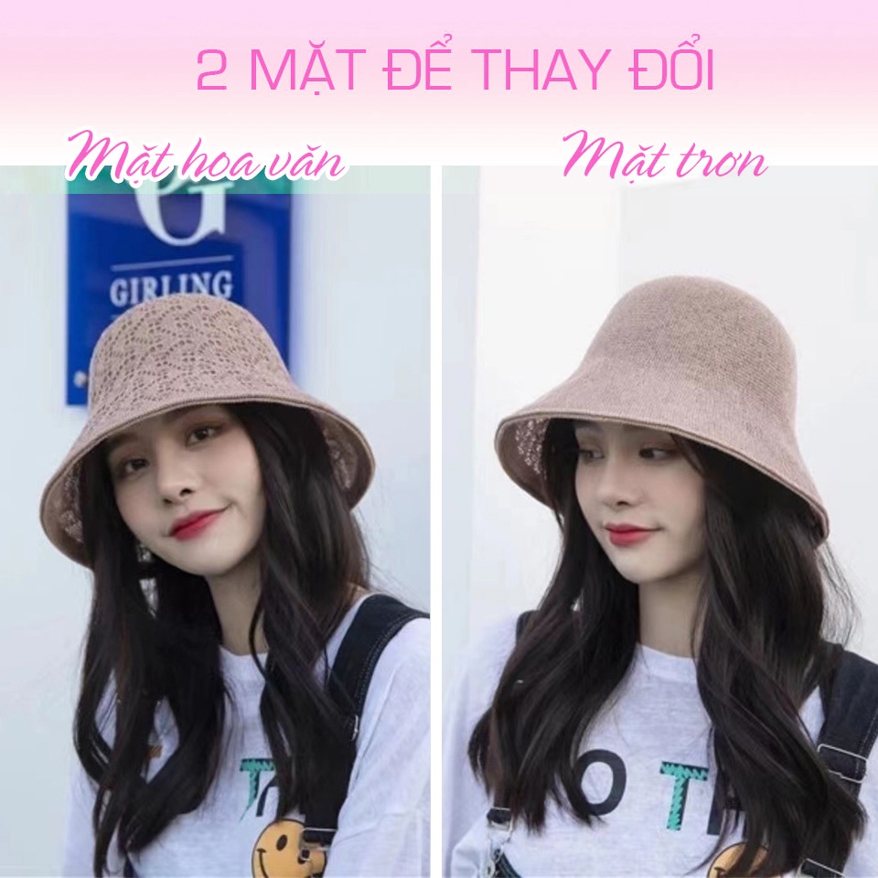 Nón Ren 2 Mặt Thêu Hoa Vân Lượn Sóng L2134