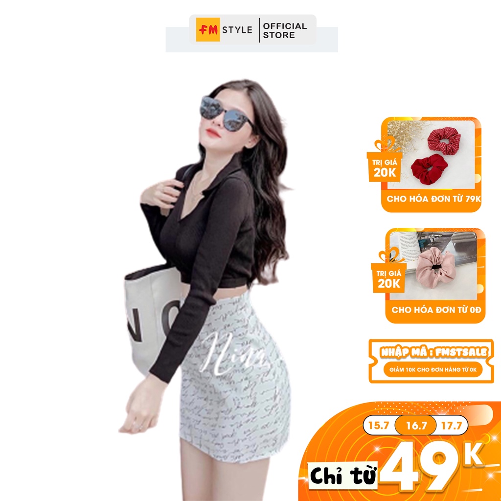 Chân váy chữ A FM Style chân váy body ngắn hoạ tiết chữ cá tính năng động hiện đại 2107020