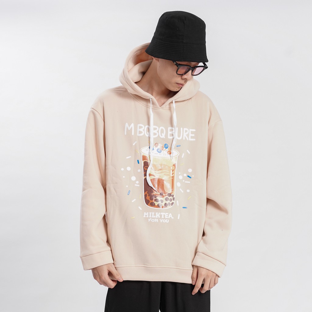 áo hoodie Áo mũ Hoodie TRÀ SỮA Unisex N7 form rộng 3 màu nỉ bông in họa tiết cặp đôi nam nữ Oversize Ulzzang thu đông