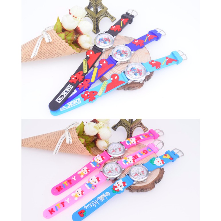 Đồng hồ đeo tay hoạ tiết Hello Kitty/công chúa Elsa đáng yêu chống nước dành cho trẻ em